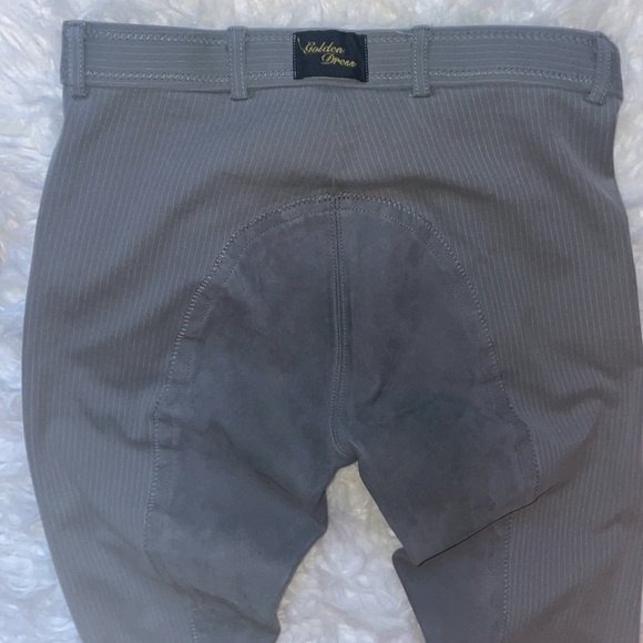Golden Dress Full Leather Seat Breeches Size 25R Pinstripe Grey PRISTINE! - Picture 9 of 16